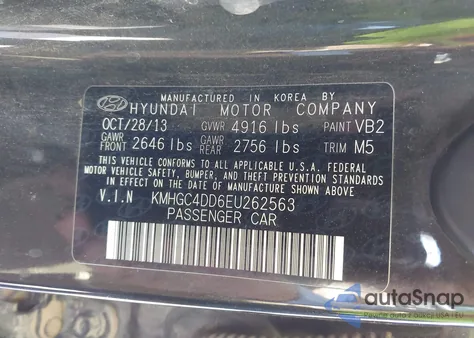 2014 Hyundai Genesis 3.8 from USA, damaged, VIN KMHGC4DD6EU262563